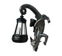 Estatua solar de jardín de dragón, con función de brillo de linterna LED, 10 x 19,5 cm, escultura de resina al aire libre, luz de decoración de jardín de dragón de fantasía, de jardín
