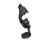 Estatuas, Adornos, esculturas, decoración de Mesa, artesanías de Metal en Bronce, tamaño pequeño, Escultura de Animal con Dos Cabezas de Lobo.