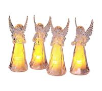 Estatuas de ángel acrílicas brillantes, 4 unidades, luz nocturna LED, artículos decorativos para el hogar, escritorio, transparente, luz de ángel acrílico