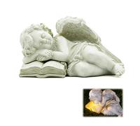 Estatuas de Ángel, Figuras Jardin Exterior de Ángel Hechas de Resina Figura de ángel Durmiente con Luces Solares LED Decoracion Jardin Resistente a la Intemperie para Césped Patio Jardín Balcones