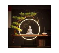 Estatuas de Feng Shui, Adorno de Estatua de Buda de cerámica Blanca Combinado con un Anillo de luz de árbol simulado, decoración Feng Shui, Adornos de Escultura