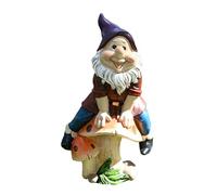 Estatuas de gnomo de jardín para decoración de cortesía | Polyresin GNOME Decoración al aire libre sentado sobre un hongo | resina GNOME se sienta en el mal tiempo -hongo resistente para el patio