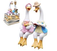 Estatuas De Jardín De Pato - Decoración Al Aire Libre De 12.0 In De Alto, Escultura De Libro De Lectura De Pareja, De Resina para Césped, Estatuas De Pato De Jardín, Decoración De Arte Caprich