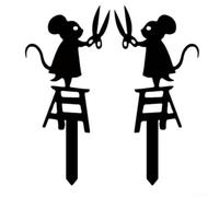 Estatuas de metal para decoración de jardín de animales, para camas de flores al aire libre, patio, porche, divertido diseño de silueta de ratón, arte de hierro resistente a la intemperie, color negro