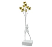 Estatuas de niña de globo artístico Banksy globo volador escultura de resina artesanía decoración del hogar decoración de sala de estar (blanco dorado)