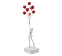Estatuas de niña de globo artístico Banksy globo volador escultura de resina artesanía decoración del hogar decoración de la sala de estar (rojo blanco)