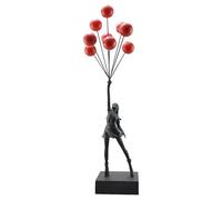 Estatuas de niña de globo artístico Banksy globo volador escultura de resina artesanía decoración del hogar decoración de la sala de estar (rojo negro)