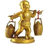 Estatuas de niño Afortunado de Cobre Puro Decoración Feng Shui Artesanías para el hogar Esculturas Decoraciones para el hogar Coleccionables Decorativos Símbolo de Suerte y Prosperidad 0828