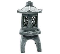 Estatuas de pagoda japonesa decorativa impermeable solar pagoda linterna 3.9x3.9x9.5 pulgadas linterna de piedra japonesa jardín al aire libre patio césped patio balcón camino ornamento de ilumi