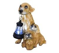 Estatuas de Perro, decoración de jardín, estatuas solares de Perro Labrador para Exteriores, decoración de jardín con Linterna LED Retro, Figura de Animales con Luces de Resina para jardín,