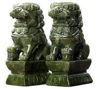 Estatuas de perro Foo de jade talladas a mano, leones guardianes asiáticos Fengshui para decoración de oficina en casa, regalo de inauguración de la casa para evitar la energía negativa