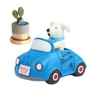 Estatuas de perros decoración de interiores, estatua de perro, Estatuas de resina al aire libre con cachorro que conduce diseño de automóviles, Esculturas de jardín, divertidas figuras coleccionables