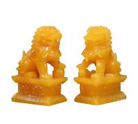 Estatuas de porsperidad de Feng Shui, 2 piezas, perros Fu Foo, par de leones, la mejor felicitación de inauguración de la casa for protegerse de la energía maligna(Yellow,10 * 6.3 * 20cm)