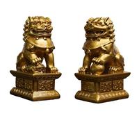 Estatuas de porsperidad de Feng Shui, 2 piezas, perros Fu Foo, par de leones, la mejor felicitación de inauguración de la casa for protegerse de la energía maligna(Brass,10 * 6.3 * 20cm)