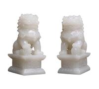 Estatuas de porsperidad de Feng Shui, 2 piezas, perros Fu Foo, par de leones, la mejor felicitación de inauguración de la casa for protegerse de la energía maligna(White,6.5 * 4.5 * 10.5cm)