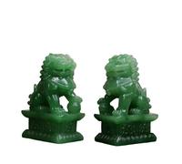 Estatuas de porsperidad de Feng Shui, 2 piezas, perros Fu Foo, par de leones, la mejor felicitación de inauguración de la casa for protegerse de la energía maligna(Green,4.5 * 4 * 7cm)