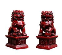 Estatuas de porsperidad de Feng Shui, 2 piezas, perros Fu Foo, par de leones, la mejor felicitación de inauguración de la casa for protegerse de la energía maligna(Red,6.5 * 4.5 * 10.5cm)