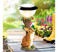 Estatuas de Resina Estatua del Jardín Luces de Animales Solares Caprichosas Decoración Al Aire Libre para Jardinería de Patio Hogar Dulce Hogar de Bienvenida Decoración de 12 Cm (3)