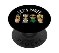 Estatuas de Tiki y piña Boca Abajo para Parejas Swingers PopSockets PopGrip Adhesivo