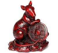 Estatuas del Zodiaco Chino Feng Shui decoración de Resina Rojo Tutor atraer Riqueza y Buena Suerte para el hogar y la Oficina Mejor Regalo de felicitación de felicitación 0904 (Color: Rata)