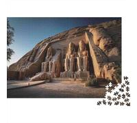 Estatuas egipcias Antiguas, Rompecabezas de 1000 Piezas para Adultos, Templo de Abu Simbel, Antiguo Egipto, Premium Grueso Resistente, desafiante, Alivio del estrés, Juego Familiar, 70x50cm/1000pzas