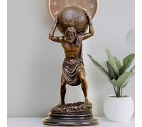 Estatuas Esculturas 12.6'' Escultura de Bronce de Atlas Mitología Griega Atlas Cargando el Globo Estatua de Bronce para decoración de Escritorio del hogar Regalo de Buen Gusto
