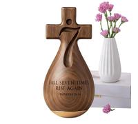 Estatuas religiosas católicas - Decoración de mesa con crucifijo de madera católica, figura religiosa de madera tallada a mano, salón, dormitorio, casa, fiesta, vacaciones, devoción diaria librería