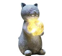 Estatuas Solares de Jardín, Figuras de Jardín de Gato para Exteriores con Farol Solar, Lámpara Solar Resistente al Agua Figura Decoración de Jardíns, para Exteriores Balcón Regalos Mujeres Mamá, E