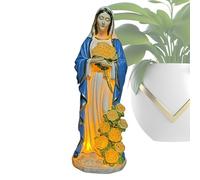 Estatuas solares de la Virgen María para exteriores, figuras de resina LED solares para decoración de jardín, figura de la Virgen María bendita al aire libre, para patio exterior, patio, porche