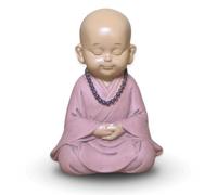 Estatuilla Baby Buddha SB4 - Decoración Zen y Feng Shui - para Crear un Ambiente Relajante - Idea de Regalo de Amuleto - Altura: 10 cm - Color: Beige y Rosa Viejo - Zen'Light