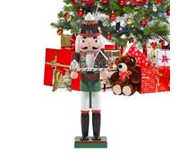 Estatuilla Cascanueces - Modelo Tradicional de Madera de 14 pulgadas, de Vacaciones Festivas Soldado, Decoración perfecta de Chimenea de Navidad, de Cumpleaños Central, Pantalla de Manto