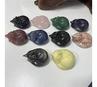 Estatuilla De Animal Tallada A Mano De Gato De Piedra De Cristal Natural Artesanía Energética Decoración Del Hogar Como Regalo,Aventurina Azul