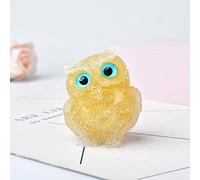 Estatuilla De Búho Hecha A Mano Animal Hone Decoración Artesanía Cristal Natural Reiki Mineral Espécimen Adornos Recuerdo DIY Resina Regalo,Citrino,1 PC