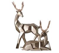 Haofy Estatuilla de Estatua Moderna de 2 uds, Escultura de Ciervo, decoración de Animales, Escultura de Estatua de Ciervo de Resina, decoración de Adornos de gabinete de Escritorio para el hogar(Oro)