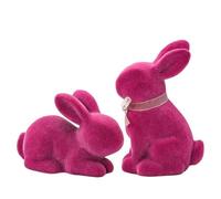 Estatuilla De Conejito - Estatua con Revestimiento Flocado Suave Al, Pastorales De Conejo, Obras De Arte Detalladas De Resina, Ensemble De Presentación De Interiores Festivos | para Lo