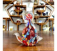 Estatuilla De Gato De Vidrio Soplado A Mano, Escultura De Animal De Cristal, Bonito Adorno De Arte Moderno Para Mascotas, Artesanía Creativa, Regalo Para Niños, Decoración De Mesa Para El Hogar,rojo