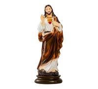 Estatuilla De Jesús- 20.8 Cm Figura Del Sagrado Corazón De Jesús | Estatua Católica Del Sagrado Corazón | Decoración De Mesa Tiza | Figura Religiosa De Resina Para Habitación Oración Sala Dormitorio
