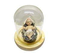 Estatuilla de Jesús Pequeña Estatua de la Natividad en Cubierta de Vidrio Figuras de Resina Iluminadas Decoración navideña para Interiores Estatuilla del Niño Jesús para Natividad Iluminada Decoración
