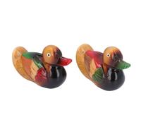 Estatuilla de Patos Mandarines de Madera Hecha a Mano, Escultura Romántica de Pájaros del Amor para Decoración del Hogar, Material de Madera Maciza (7121V-2061)