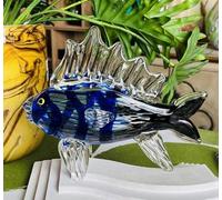 Estatuilla de Vidrio pez Tropical Azul pisapapeles de Cristal soplado Hecho a Mano Arte esmaltado para Adornos de Mesa decoración del hogar