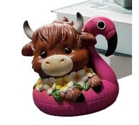 Estatuilla Highland Cow, estatua de resina vacía Highland - Escultura de resina para primavera, granja, jardín, casa o sala decoración de temporada