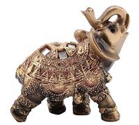 Estatuillas de Elefante, Golden Lucky Feng Shui Estatua Escultura Estatuilla Tallada Riqueza Estatuilla Arte Artesanía Escritorio de Oficina Decoración del hogar(Medio)