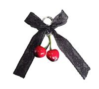 ESTCNK Elegantes llaveros de encaje con diseño de cereza, adorno elegante para mujeres a la moda, Negro -, As detailed description