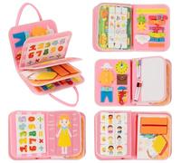 estcoo Busy Board, Quiet Book de Fieltro Montessori Juguetes y Juguete Interactivo Activity Board para 1, 2, 3, 4 años, Montessori Busy Board para viajar en coche, tren o avión