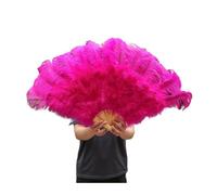 ESTDKMNOS Abanico plegable vintage de plumas, Abanico plegable de plumas de 13 huesos, 90cm, accesorios multicolores for carnaval, boda, fiesta y baile(Rose Red,Right fan 1PCS)