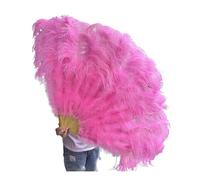 ESTDKMNOS Abanico plegable vintage de plumas, Abanico plegable de plumas de 13 huesos, 90cm, accesorios multicolores for carnaval, boda, fiesta y baile(Dark Pink,Right fan 1PCS)