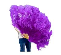 ESTDKMNOS Abanico plegable vintage de plumas, Abanico plegable de plumas de 13 huesos, 90cm, accesorios multicolores for carnaval, boda, fiesta y baile(Red Purple,Left fan 1PCS)