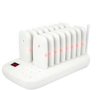 ESTDKMNOS Sistema de localizadores con zumbador, Buscapersonas Inalámbrico 16 uds Blanco Negro 350 Metros 3 Tonos Restaurantes Muchos a Uno(White)