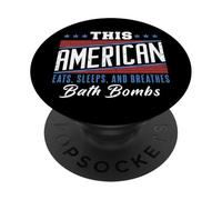 Este Americano Come Duerme Respira Bombas de baño Rojo Blanco Azul PopSockets PopGrip Adhesivo