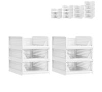 Este Armario Plegable apilable de 6 Niveles con cajones es Ideal para Guardar Ropa en el Dormitorio, la Cocina, la Sala de Estar, el baño o la Oficina. Es de Color Blanco y Tiene una Altura